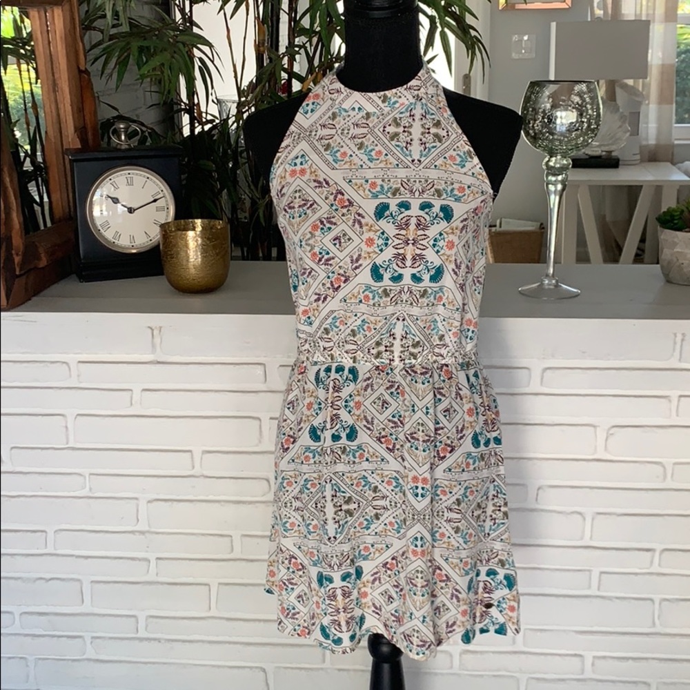 Roxy Boho Halter Mini Dress Size S 🌴✨ Beach Vacation Vibes